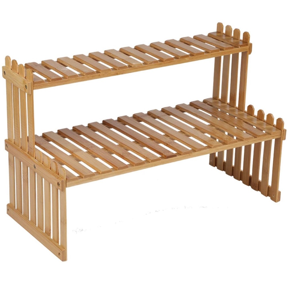 2 Tier Bamboo Plant Shelf